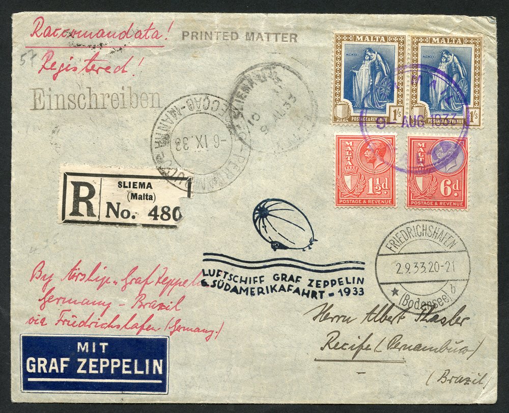 Stamp auctions by Corbitt Stamps. Stamp auction 147. Zeppelin Mail.