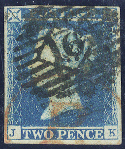 1841 2d Plate 4 red & black cancellations