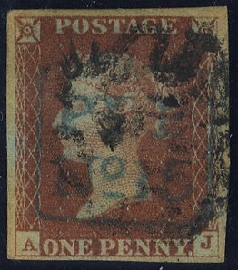 1841 1d red 'PyP/No 15' of Handsworth & black Maltese Cross