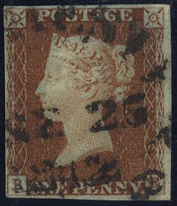 1841 1d red Plate 22 circular town cancel