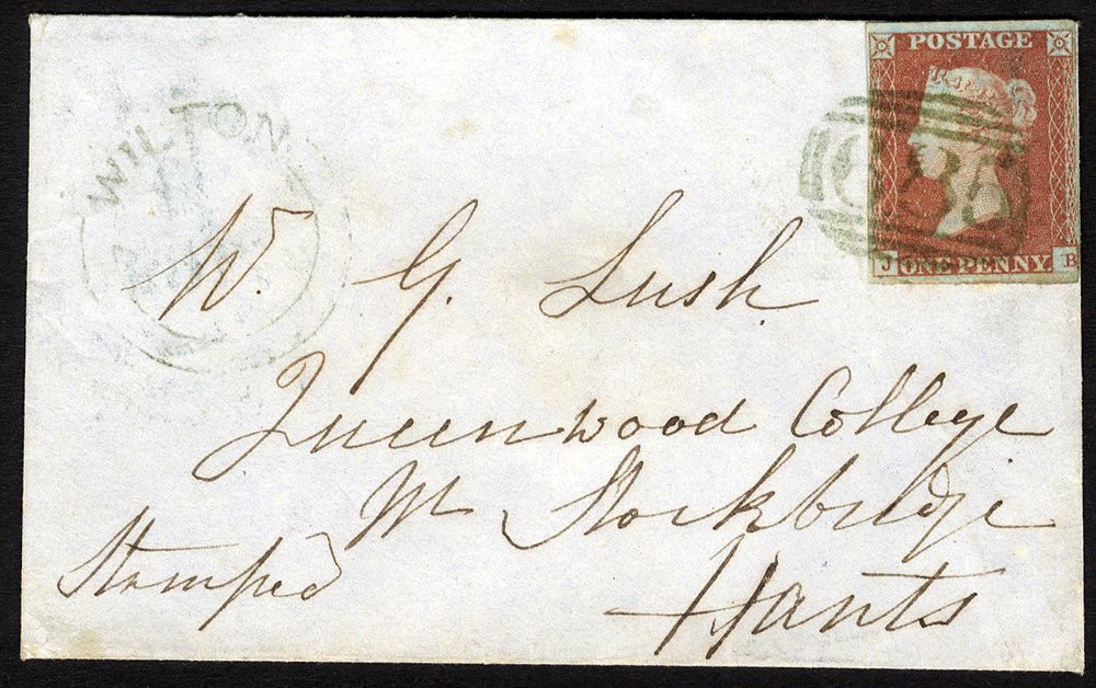 Penny red on cover tied green numeral