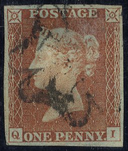 1841 penny red distinctive CHANNEL IS Maltese Cross