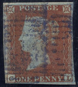 1841 penny red Scottish violet cancel