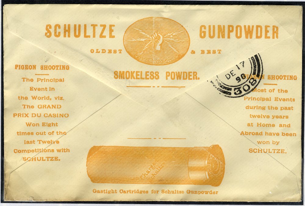 1898 advertising envelope Shotgun Powder - London to Stirling