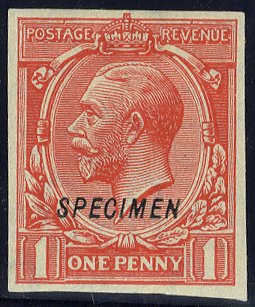 1912 Royal Cypher 1d SPECIMEN Imperforate SGN16s