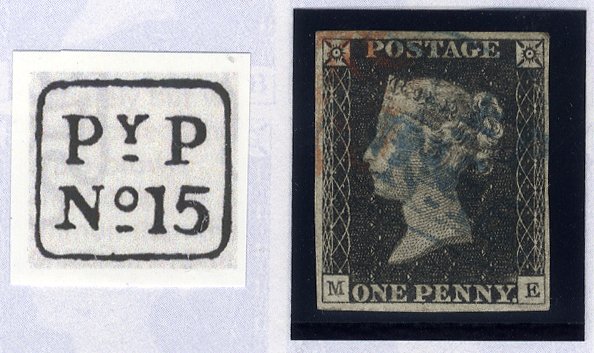 1840 1d black - Plate 2 ME (Handsworth 'PyP' hand stamp)