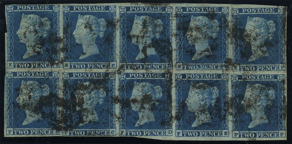 Plate 4 EB-FF Inverted Wmk block of ten. VERY RARE MULTIPLE