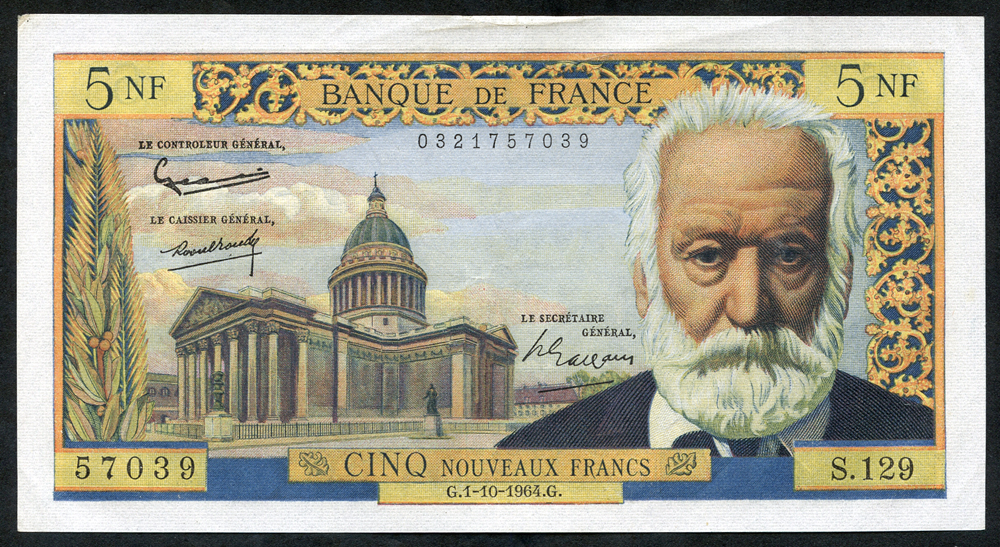France 5 new francs, dated 1964, series S129, Pick 141a.