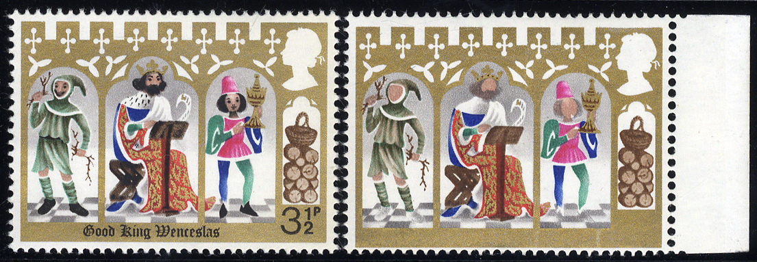 1973 Christmas 3&frac12;p with GREY-BLACK (VALUE, INSCRIPTION ETC.) OMITTED, UM