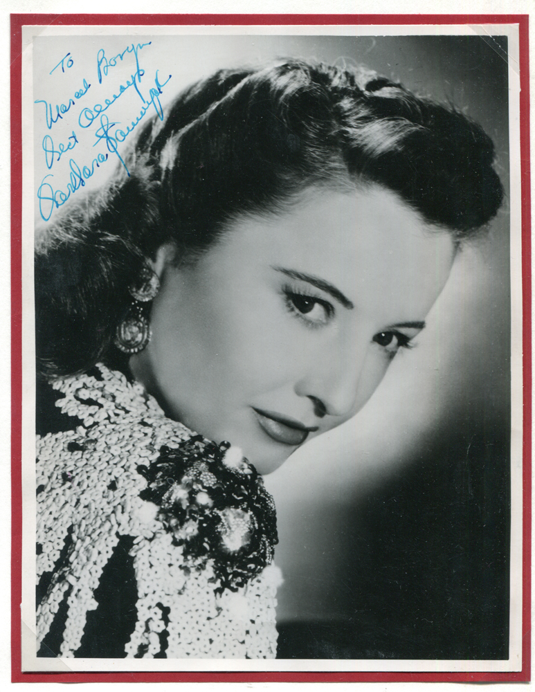 STANWYCK, BARBARA 1907-90 (American actress) black & white vintage photograph signed in fountain pen. Superb quality.