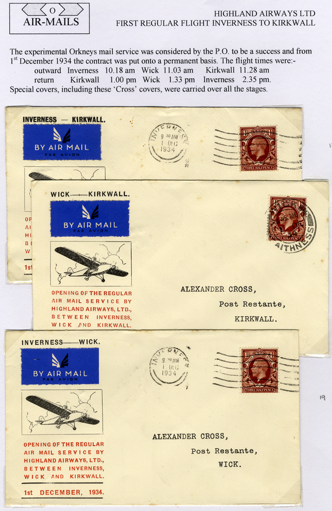 1934 Highland Airways first flight official illustrated covers (3)