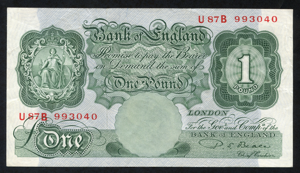 1950 Beale £1 green, Nr EF, Dugg B268