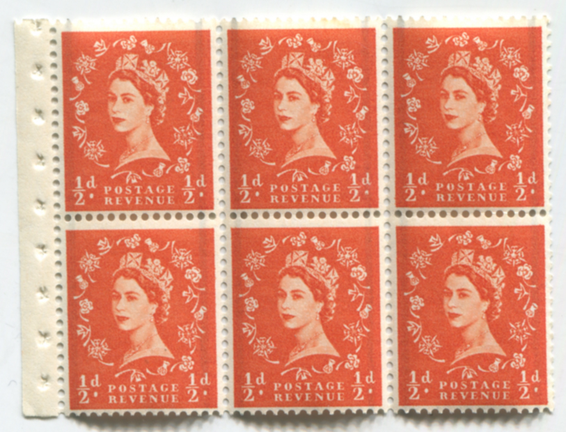 1958 Graphite &frac12;d booklet pane of six