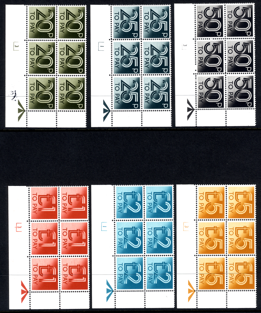 1982 set of twelve in corner marginal Cylinder blocks of six