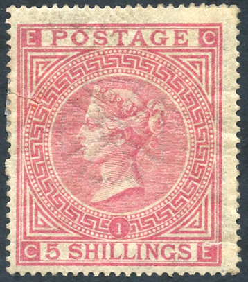 1867-83 Wmk Maltese Cross 5s rose Plate 1 - MINT