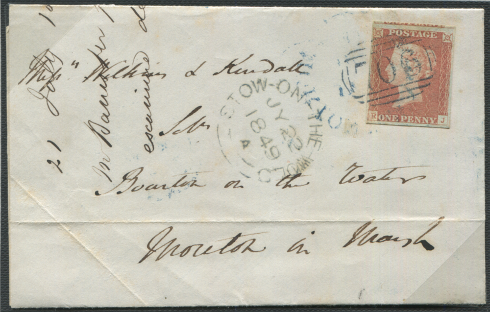 1848 1d red-brown (RJ)  on entire from Shipston to Moreton in Marsh