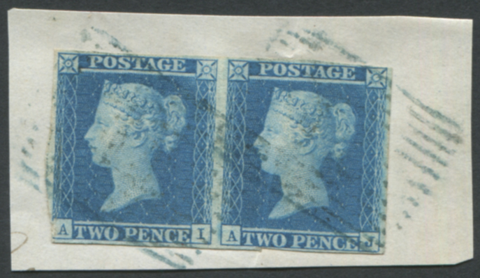 1841 2d blue - Plate 3 AI/AJ horizontal pair