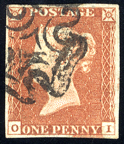 1841 1d red-brown - Plate 19 OI