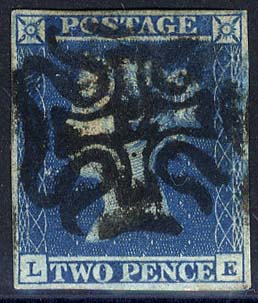 1841 2d blue - Plate 3 (LE)
