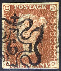 1841 1d red-brown DC