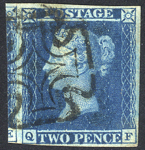 1841 2d blue - Plate 3 QF