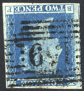 1841 2d blue - Plate 4 BF