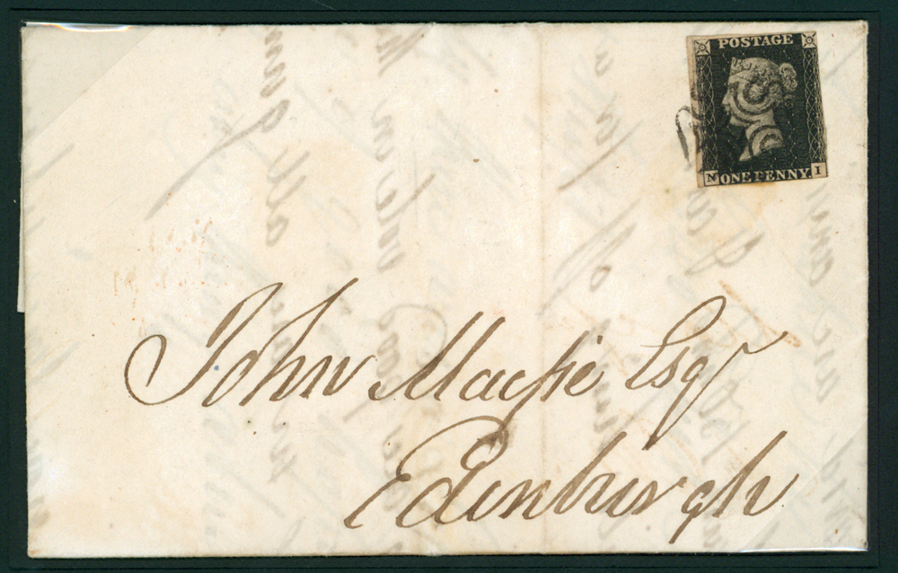 1843 cover from Greenock to Edinburgh