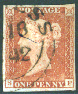 1841 1d red Plate 15 SF