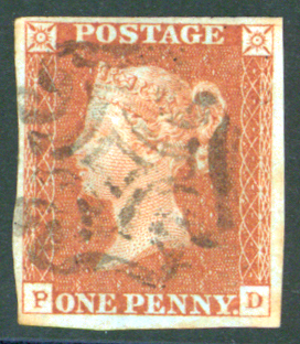 1841 1d red Plate 31 PD, Maltese Cross