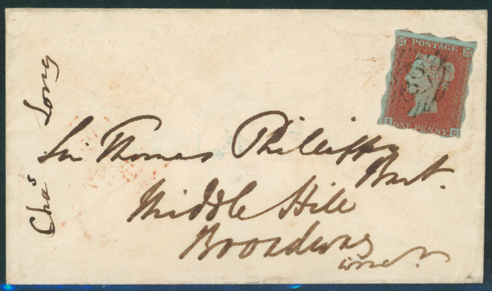 1852 1d Treasury Roulette, lettered IG