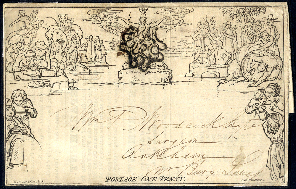 1840 One Penny Letter Sheet sent from London to Bradury
