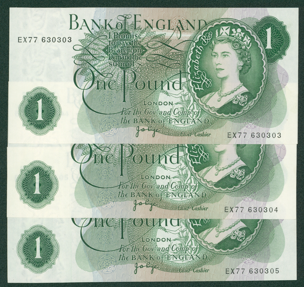 1970 Page £1, consecutive trio