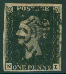 1840 1d black Plate 6 NI