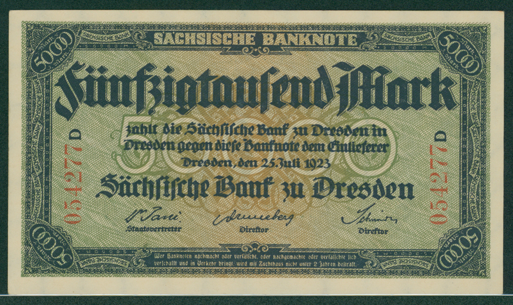 Germany Bank of Saxony 1923 50,000 mark