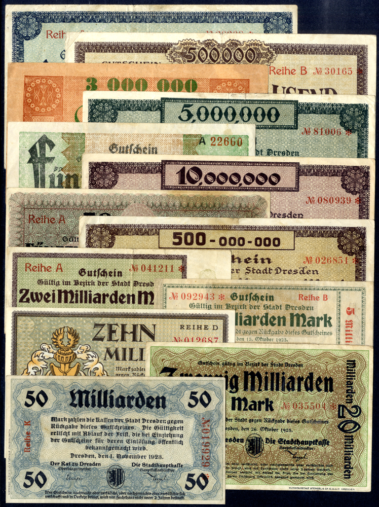 Germany - Notgeld 1923 Dresden 100 Thousand - 50 Billion Marks