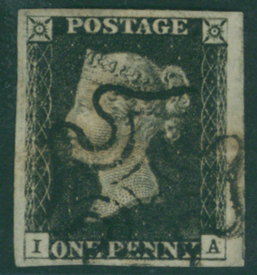 1840 1d black Plate 4 IA
