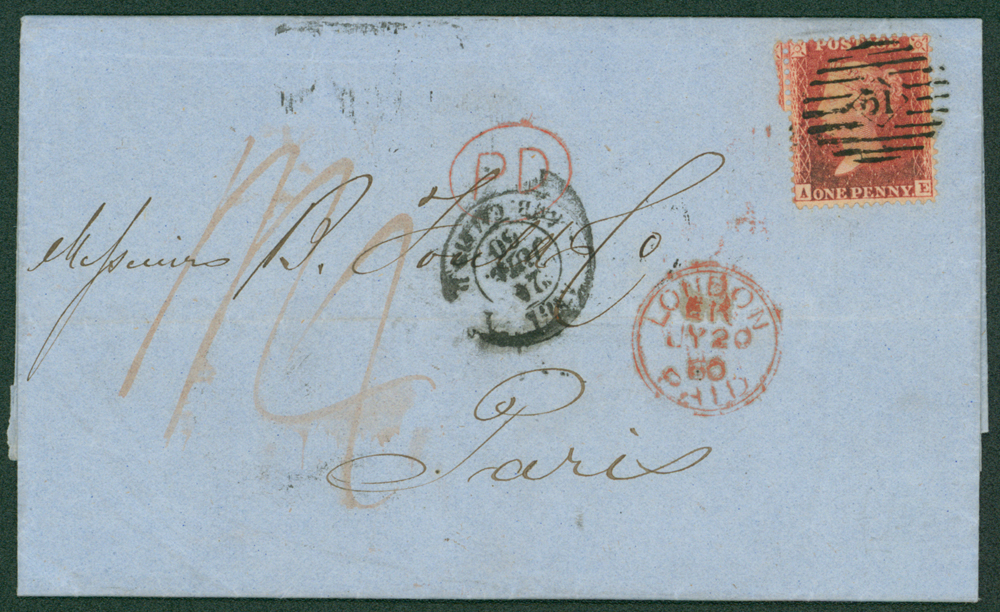 1860 entire letter from London to Paris