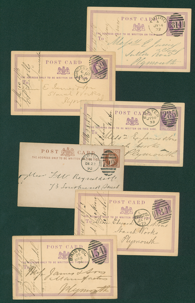 1870's halfpenny postcards (6 different)