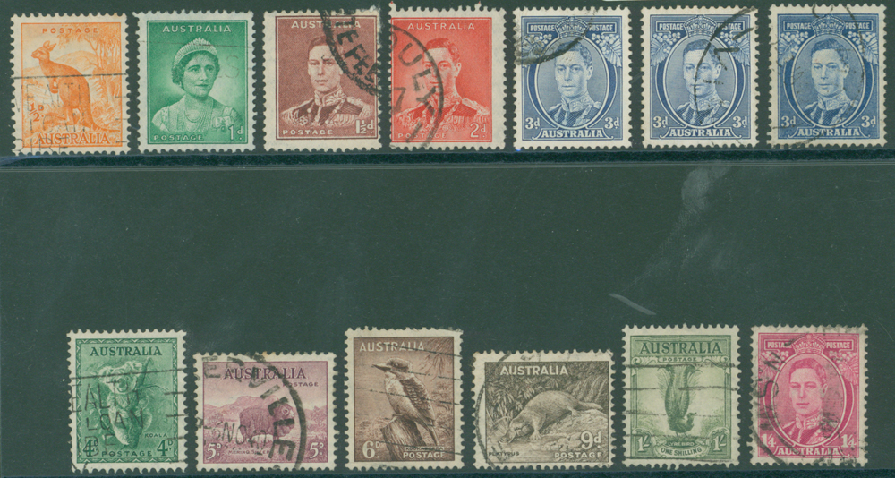 1937-49 perf 13&frac12;x14 short set of 13