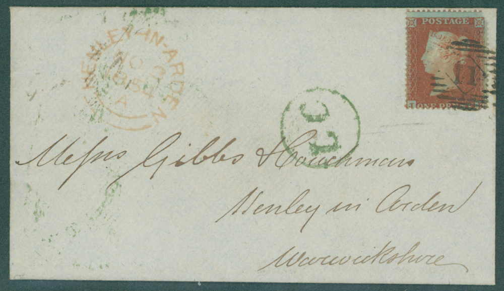 1854 envelope from London to Henley in Arden