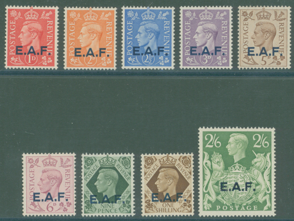 1943-46 EAF set of 9 to 2s 6d