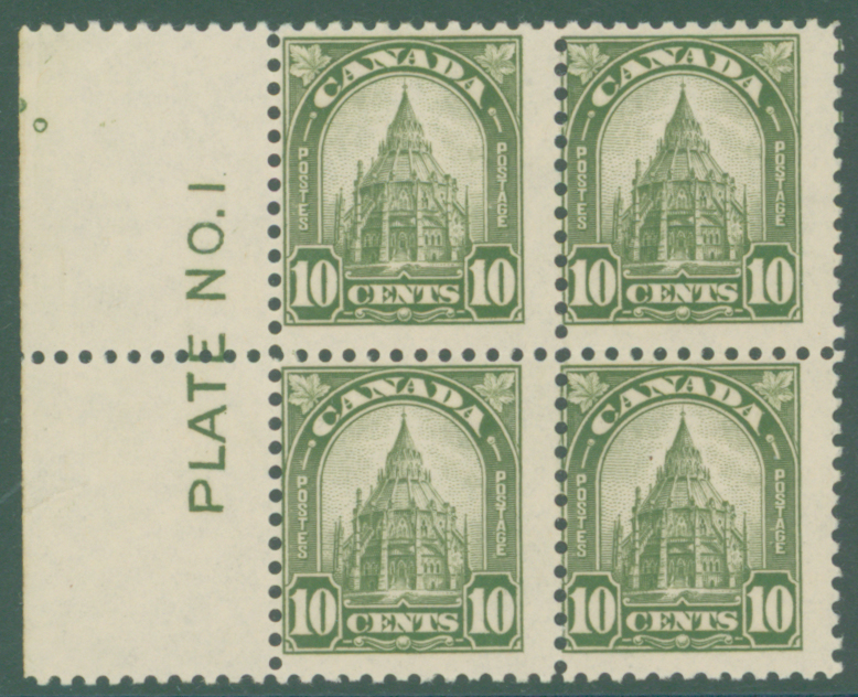 1930-31 10c olive-green (Parliamentary Library) block of 4