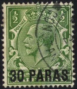 1921 30pa on ½d yellow-green