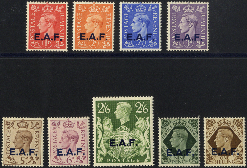 1943-46 set of 9 to 2s 6d yellow-green