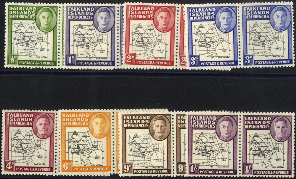 1946-49 Thick map set in horizontal pairs