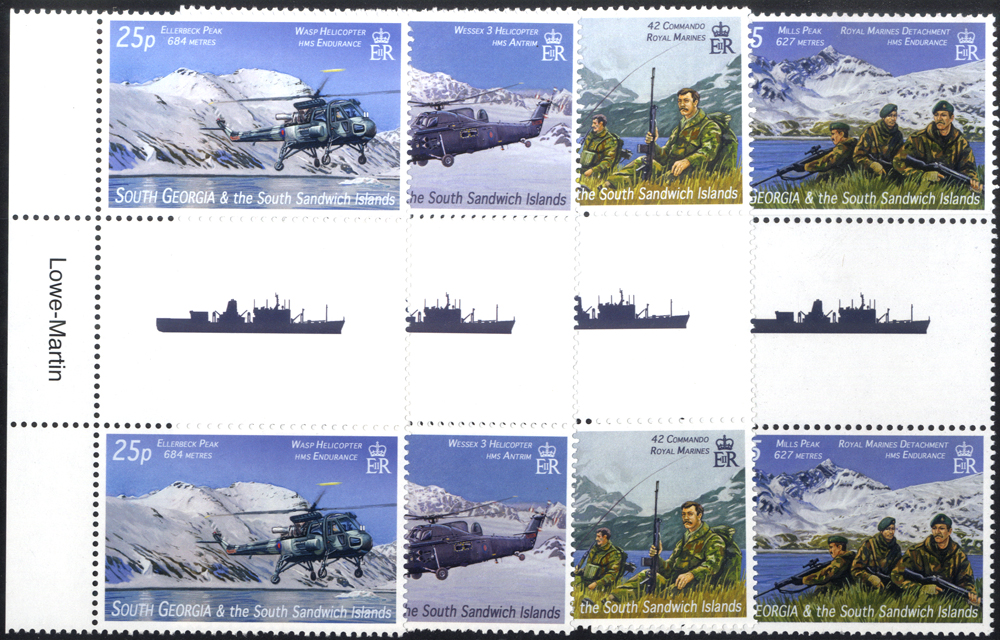 South Georgia 2007 25th Anniv of the Liberation of South Georgia gutter pairs set of 4