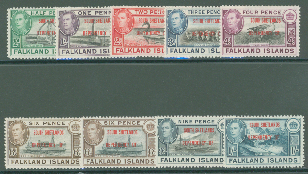 1944-45 South Shetlands ½d to 1s