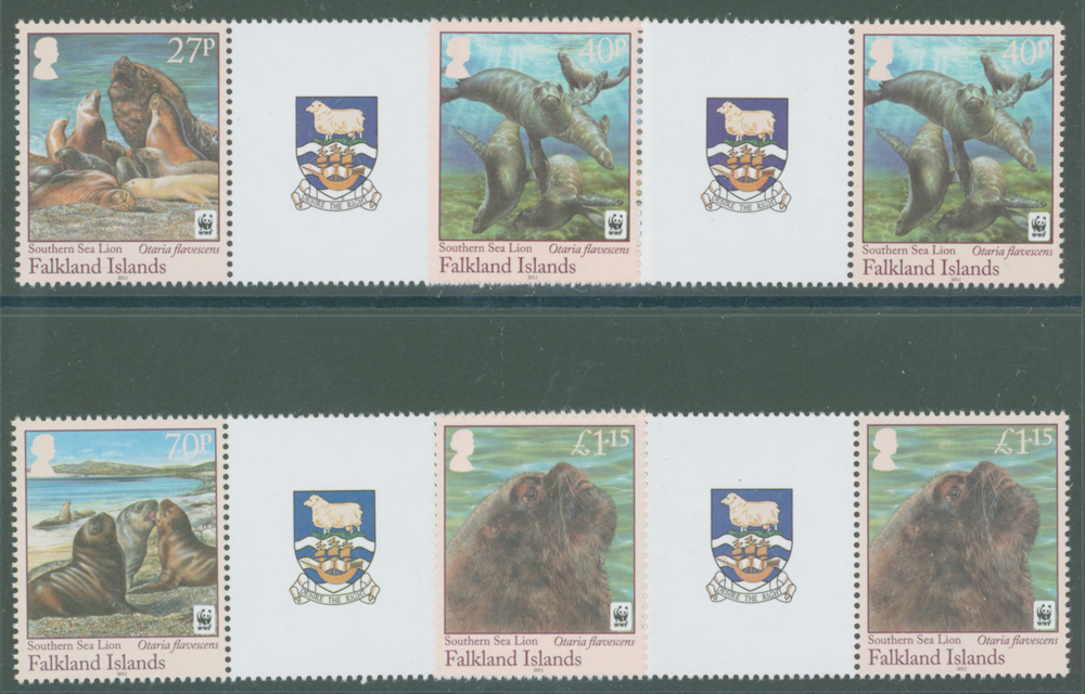 2011 Endangered Species. Southern Sea Lion gutter pairs set of 4