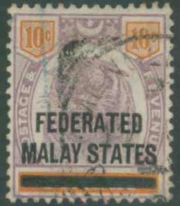 F.M.S 1900 overprinted on Perak 10c, SG 10, Cat £65+
