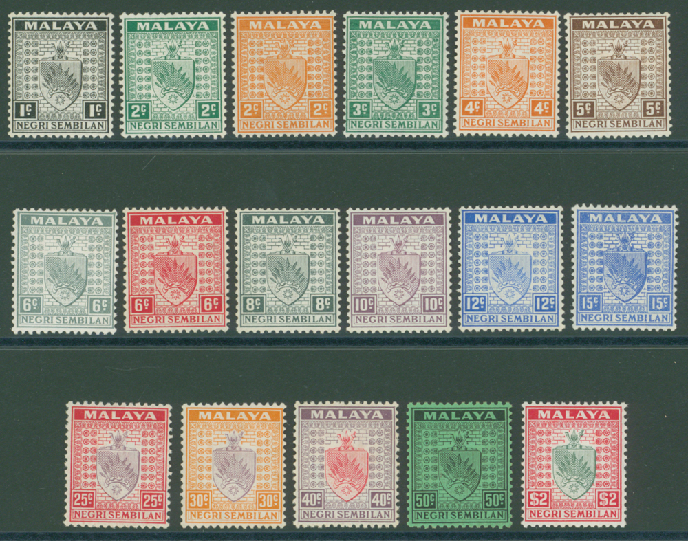 NEGRI SEMBILAN 1935-41 MSCA set of 16, SG 21/36, 38